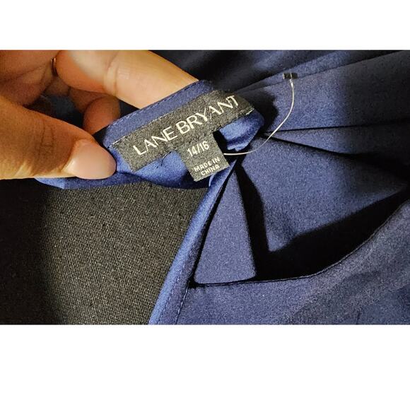 Lane Bryant Blue Peplum Sleeve Blouse with Back Tie Detail, Sz 14/16 - NWOT - Picture 3 of 8